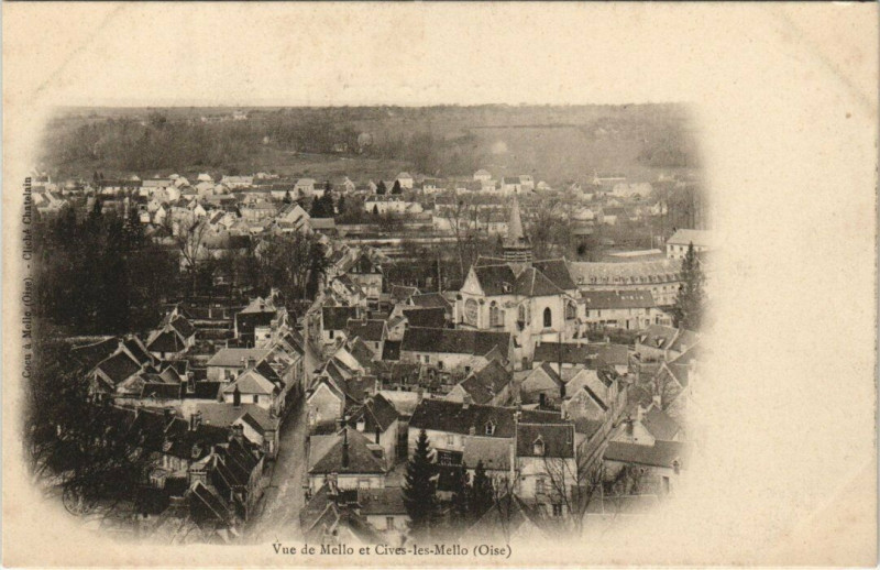 Carte postale ancienne Vue de Mello et Cives-les-Mello à Mello