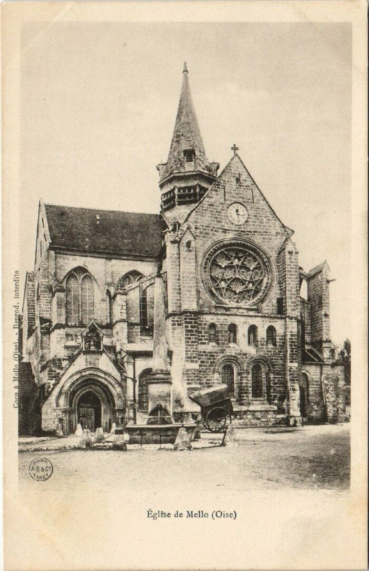 Carte postale ancienne Eglise de Mello à Mello