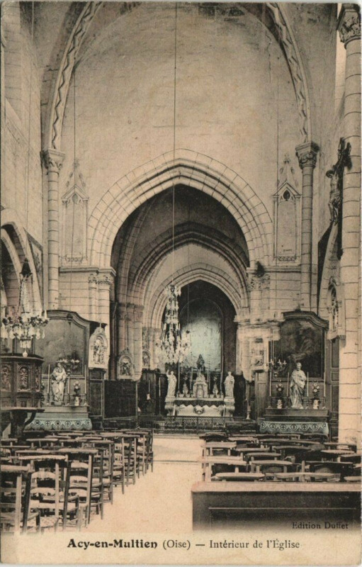 Carte postale ancienne Acy-en-Multne - Interieur de I'Eglise