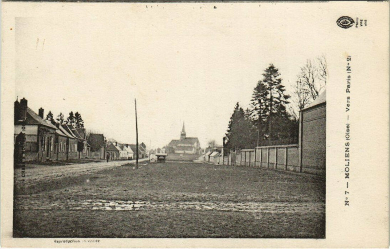 Carte postale ancienne Moliens - VErs Paris à Moliens