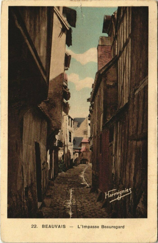 Carte postale ancienne Beauvais - L'Imapsse Beauregard à Beauvais