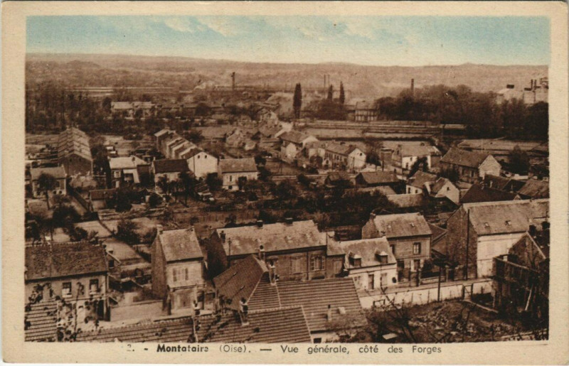Carte postale ancienne Montaire Vue générale cote des Forges