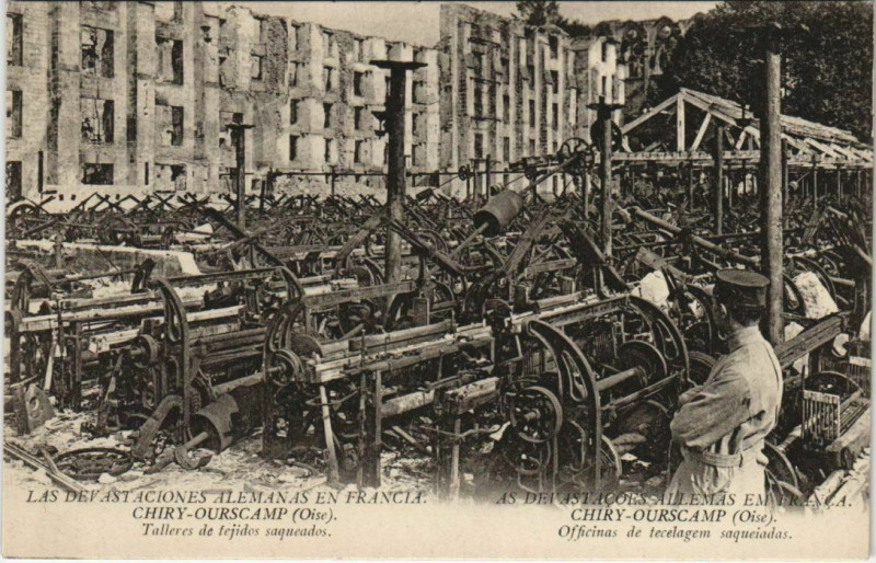 Carte postale ancienne Las Dev ASt Aciones Alemanas En Francia Chiry-Ourscamp à Chiry-Ourscamp
