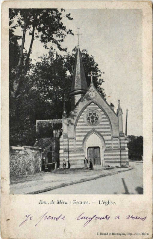 Carte postale ancienne Env. de Meru Esches - L'Eglise à Méru