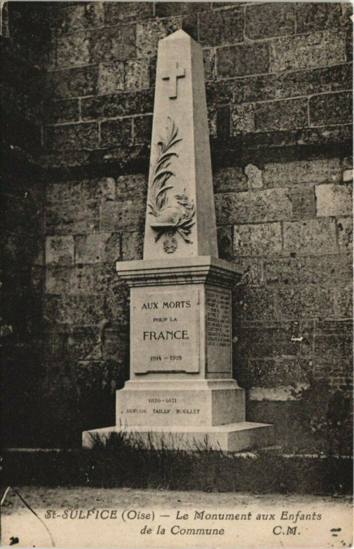 Carte postale ancienne Saint-Sulfice - Le Monument aux Enfants de la Commune