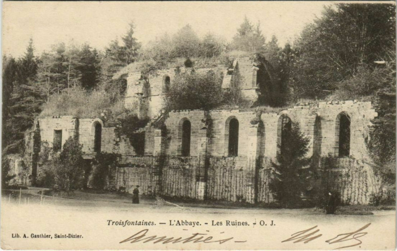 Carte postale ancienne Troisfontaines - L'Abbaye - Les Ruines