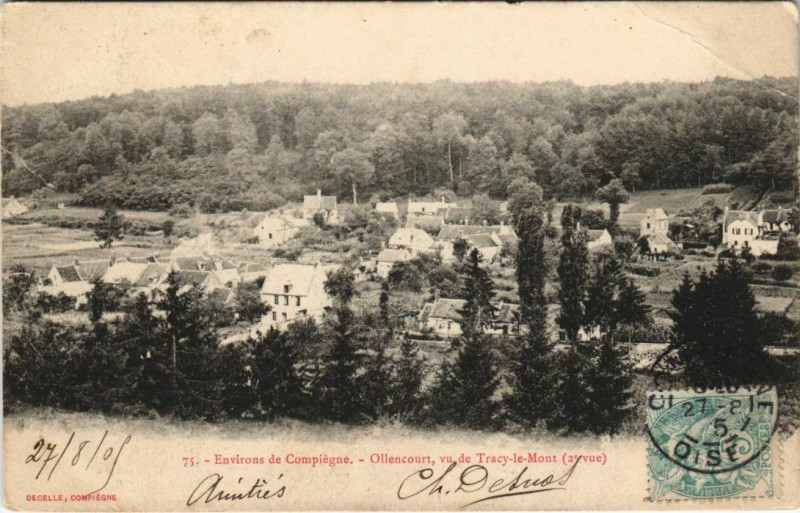 Carte postale ancienne Env. de Compiegne - Ollencourt vu de Tracy-le-Mont à Compiègne