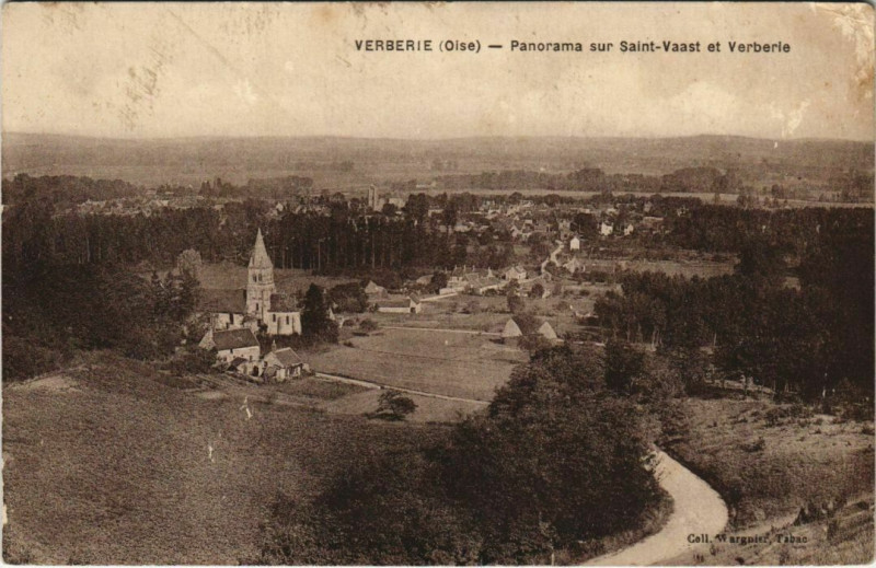 Carte postale ancienne Véerberie - Panorama sur Saint-Vaast et Verberie à Verberie