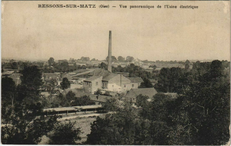 Carte postale ancienne Ressons-sur-Matz - Vue panaramique de l'Usine electrique à Ressons-sur-Matz