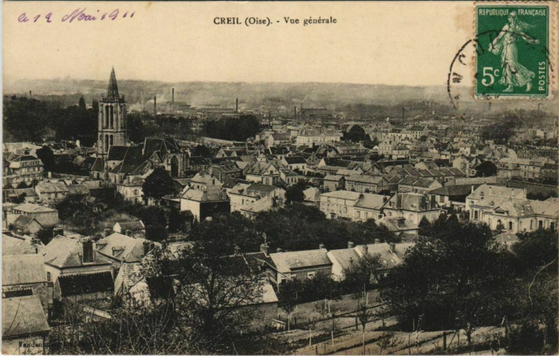 Carte postale ancienne Creil - Vue générale à Creil
