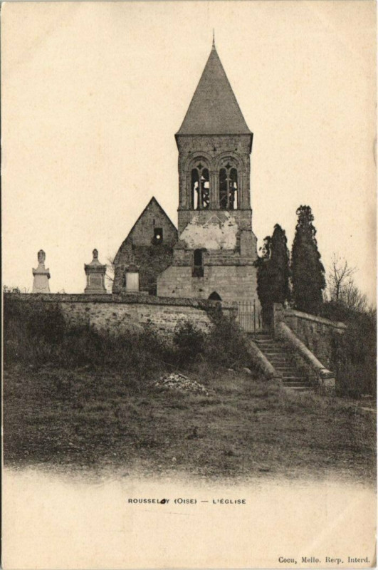 Carte postale ancienne Rousseloy - L'Eglise à Rousseloy