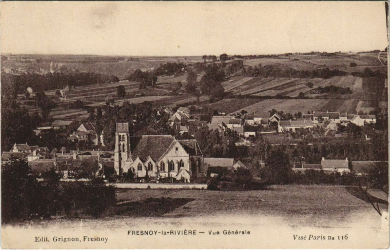 Carte postale ancienne Fresnoy-la-Riviere - Vue générale à Fresnoy-la-Rivière
