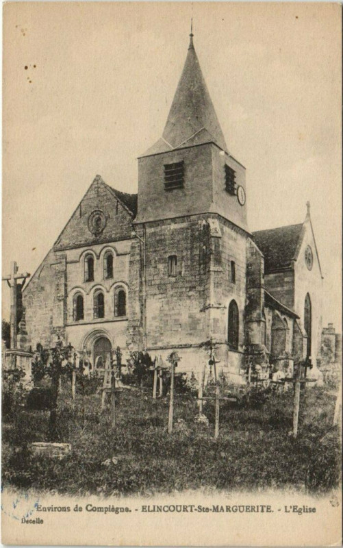 Carte postale ancienne Env. de Compiegne - Elincourt - Sainte-Marguerite - L'Eglise à Compiègne