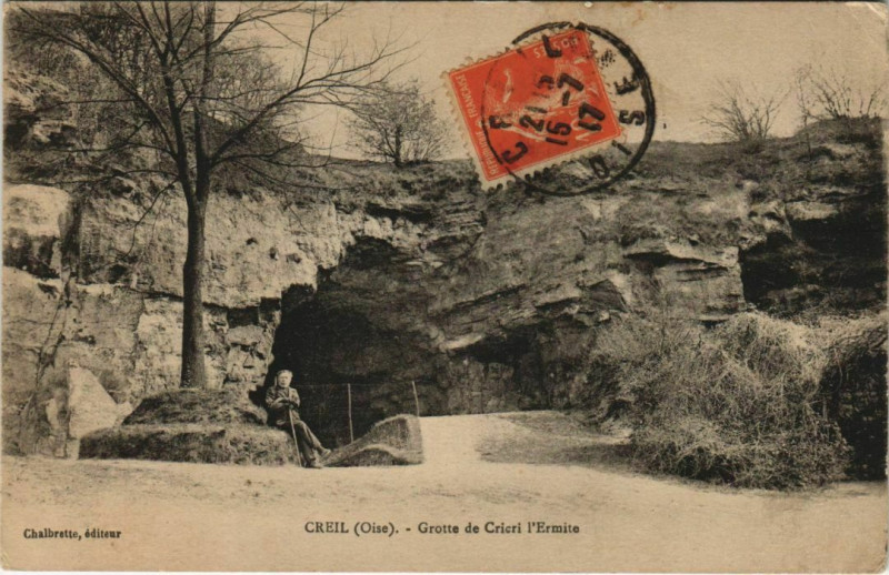 Carte postale ancienne Creil - Grotta de Cricri l'Ermite à Creil