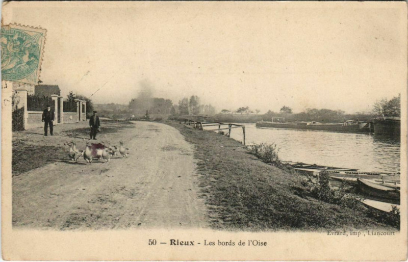Carte postale ancienne Rieux - Les bords de l'Oise à Rieux
