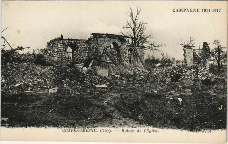 Carte postale ancienne Crapeaumesnil - Ruines de l'Eglise à Crapeaumesnil