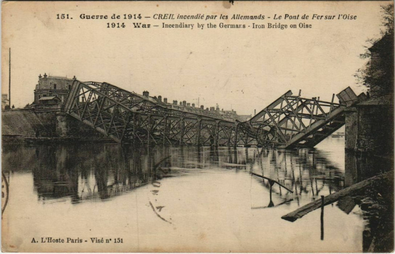 Carte postale ancienne Guerre de Le Pont de Fer sur l'Oise