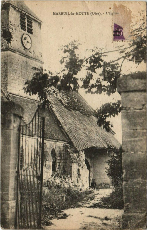 Carte postale ancienne Mareuil - la - Motte - L'Eglise à Mareuil-la-Motte