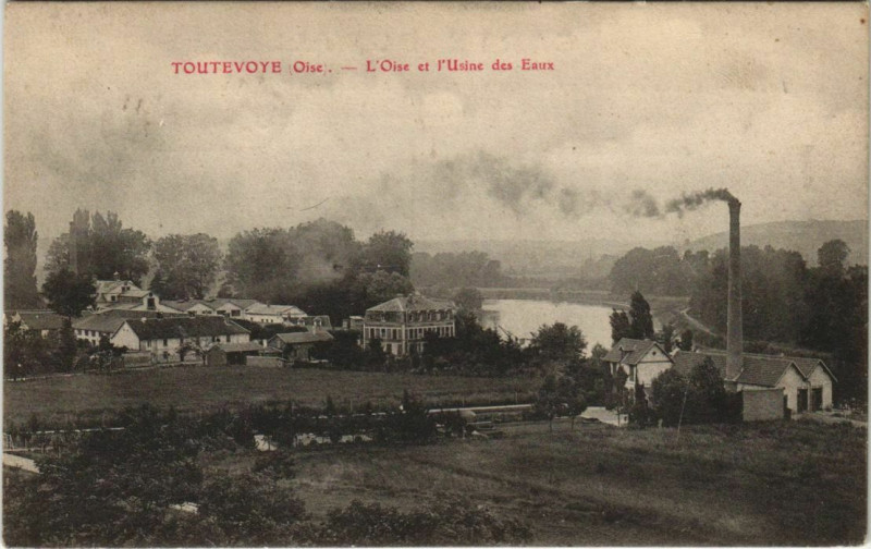 Carte postale ancienne Toutevoye - L'Oise et l'Usine des Eaux
