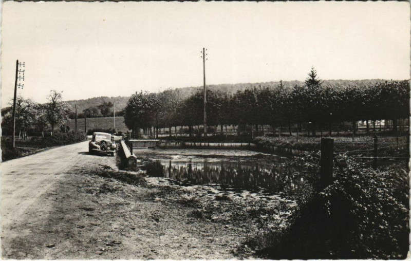 Carte postale ancienne Silly-Tillard La mare et la Place à Silly-Tillard