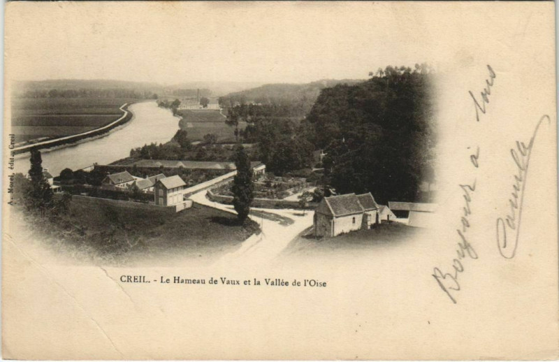 Carte postale ancienne Creil - Le Hameau de Vaux et la Valée de l'Oise à Creil