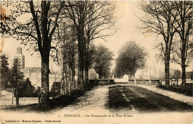Carte postale ancienne Verneuil Les Promenades et la Tour Saint-Jean France
