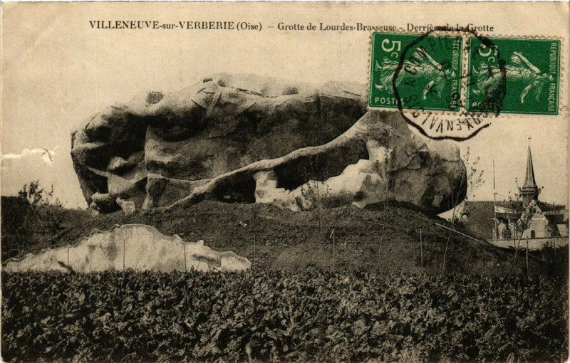 Carte postale ancienne Villeneuve s Verberie Grotte de Lourdes Brasseuse France à Verberie