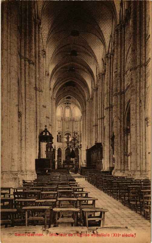 Carte postale ancienne St.Germer Interieur de l'Eglise abbatiale France