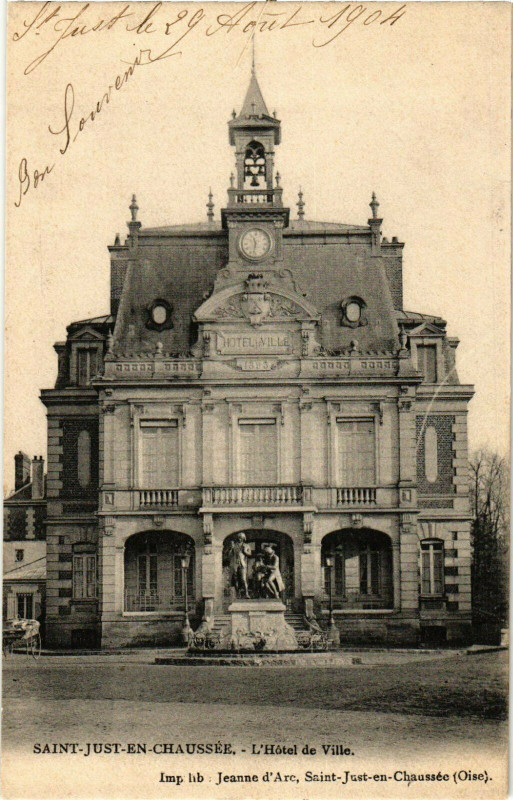 Carte postale ancienne St.Just en Chaussee L'Hotel de Ville France à Ville