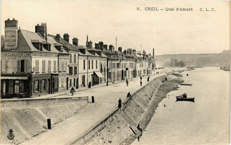 Carte postale ancienne Creil Quai d'Amont France à Creil