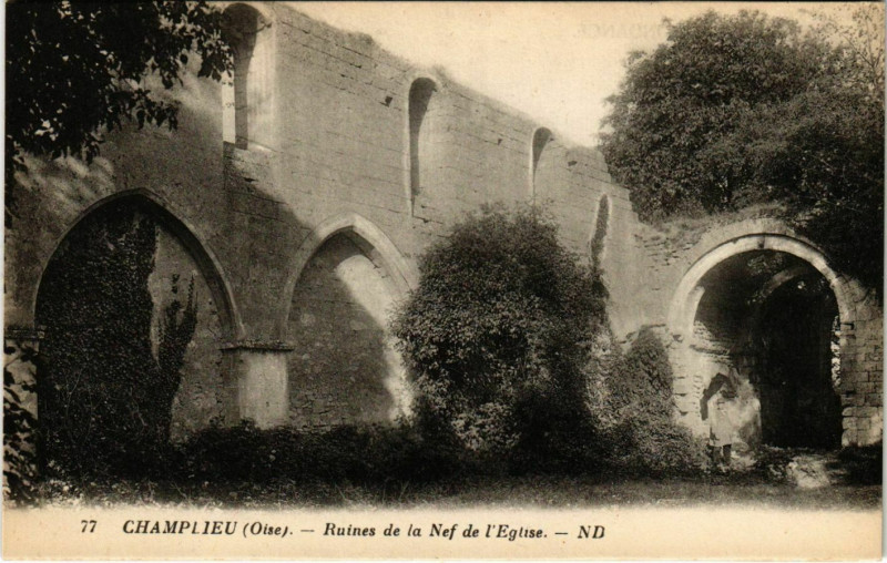 Carte postale ancienne Champlieu - Ruines de la Nef de l'Eglise