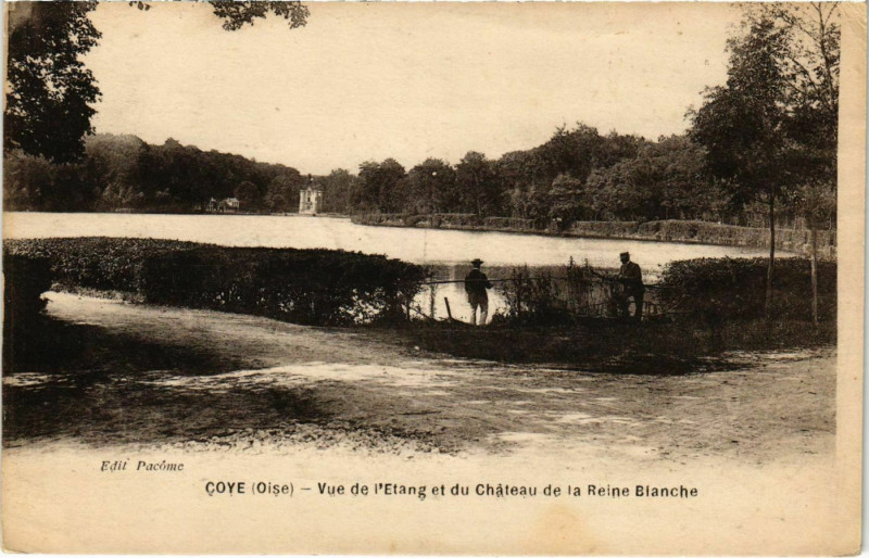 Carte postale ancienne Coye-la-Foret - Vue de l'Etang et du Chateau de la Reine Blanche à Coye-la-Forêt