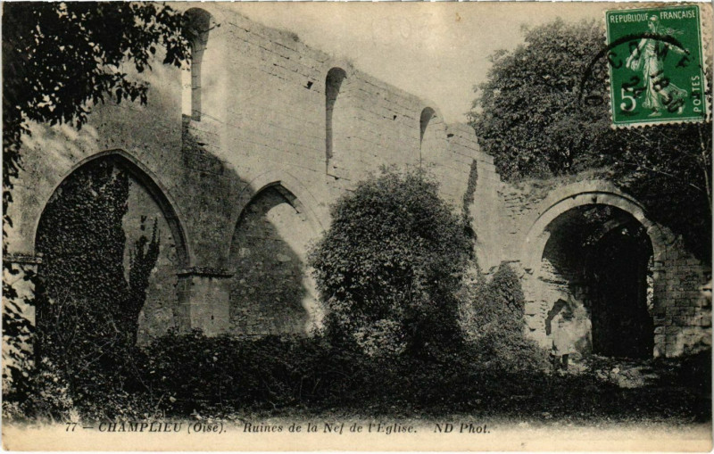 Carte postale ancienne Champlieu - Ruines de la Nef de l'Eglise