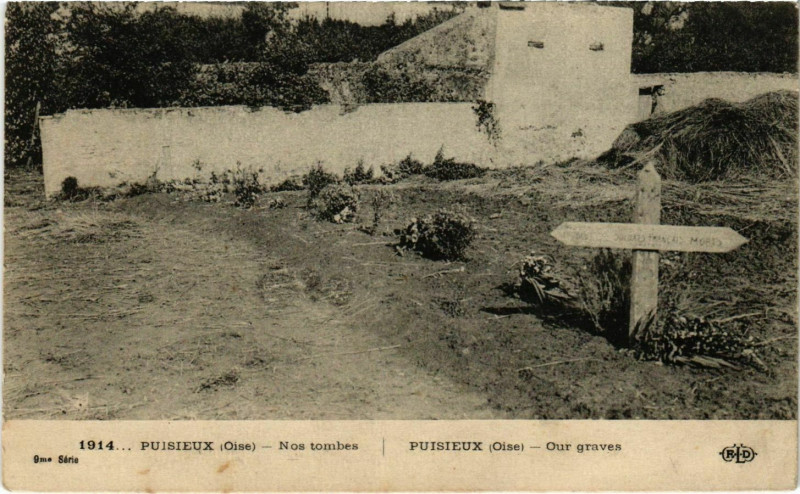 Carte postale ancienne Puisieux - Nos Tombes