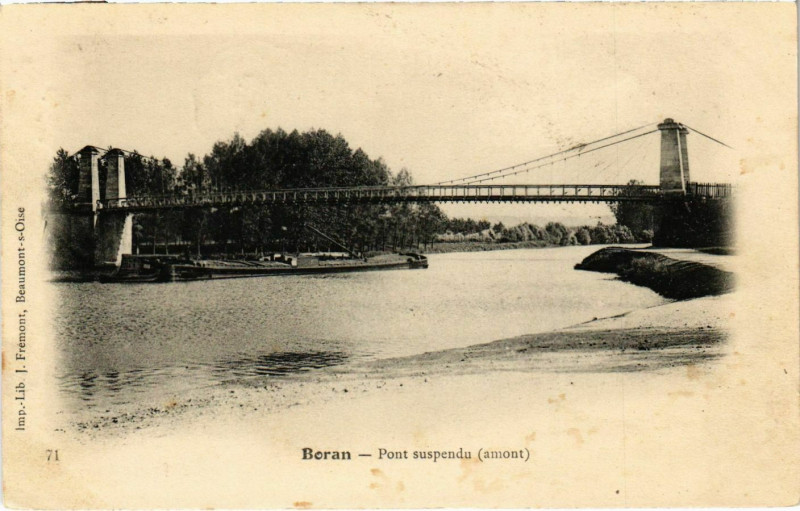Carte postale ancienne Boran - Pont Suspendu