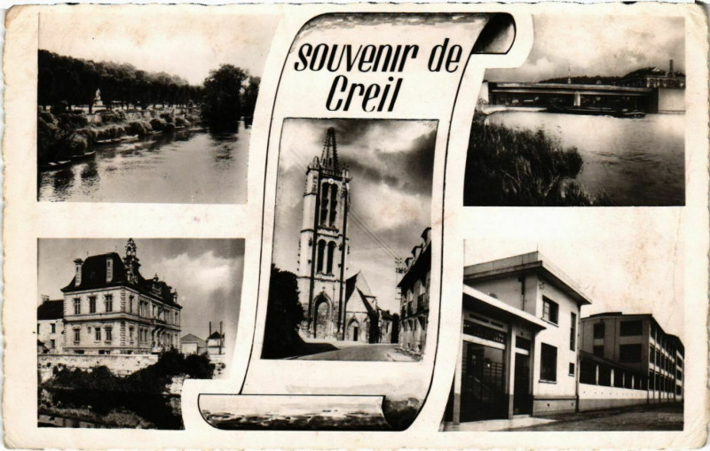 Carte postale ancienne Creil - Scenes - Souvenir de Creil à Creil