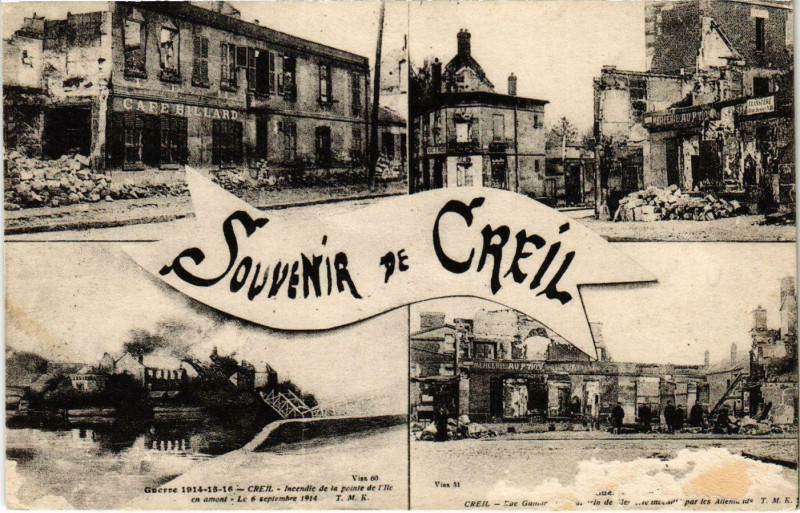 Carte postale ancienne Creil - Scenes - Souvenir de Creil à Creil