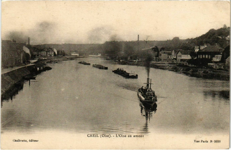 Carte postale ancienne Creil - L'Oise en Amont à Creil