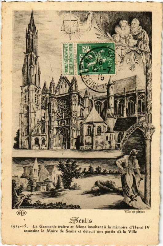 Carte postale ancienne Senlis - La Cathedrale - Historical Scene à Senlis