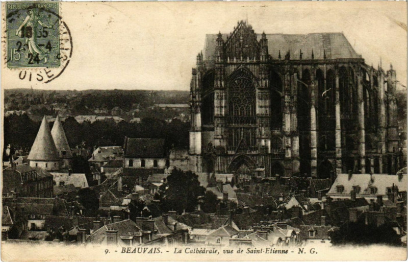 Carte postale ancienne Beauvais - La Cathedrale - Vue de Saint-Etienne à Beauvais