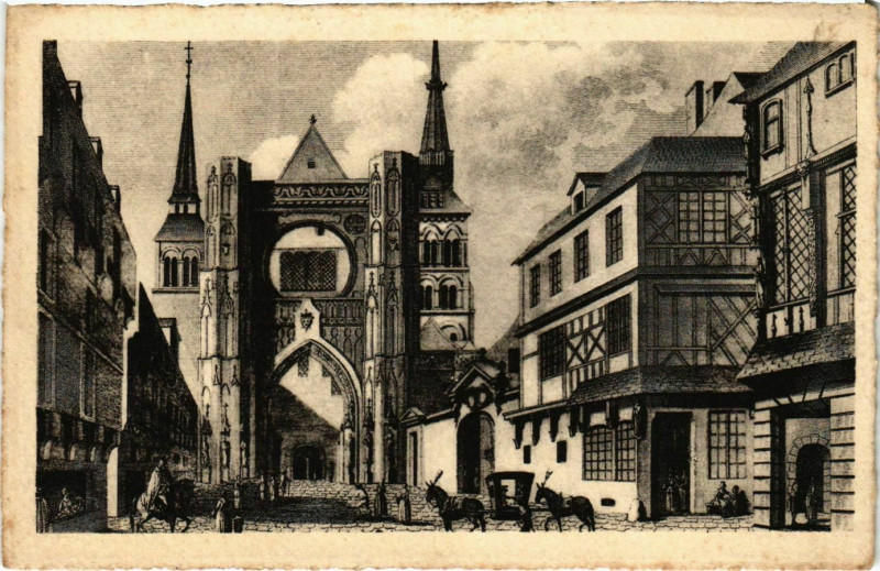 Carte postale ancienne Compiegne - Le Vieux Compiegne - Vue de l'Eglise de Saint-Corneille à Compiègne