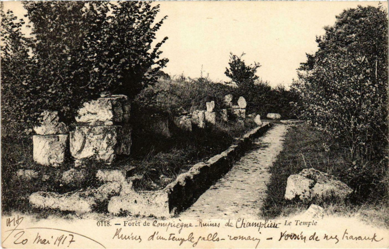 Carte postale ancienne Compiegne - Foret de Compiegne - Ruines de Champlieu - Le Temple à Compiègne