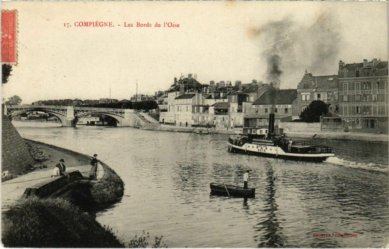 Carte postale ancienne Compiegne - Les Bords de l'Oise à Compiègne