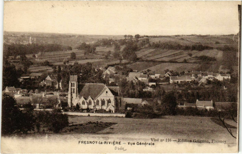 Carte postale ancienne Fresnoy la Riviere- vue generale France à Fresnoy-la-Rivière