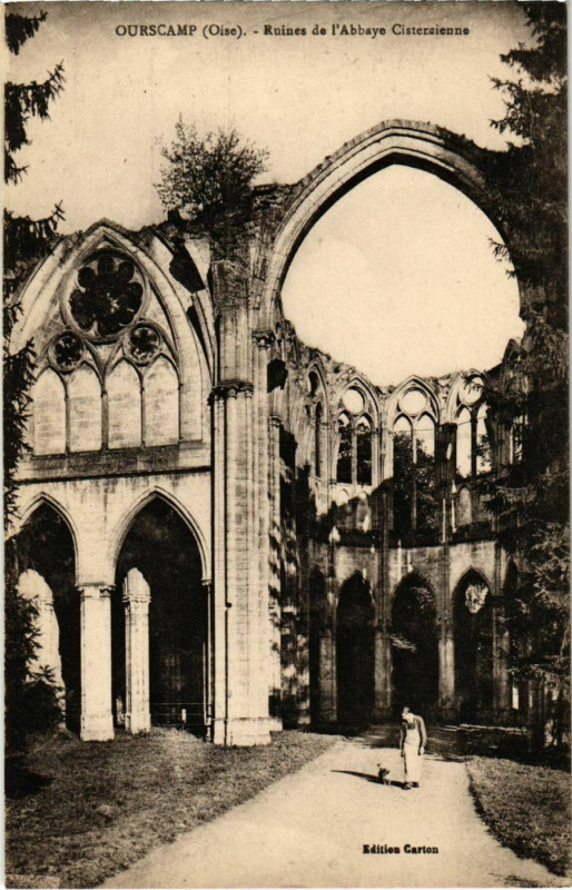 Carte postale ancienne Ourscamp- Ruines de l'Abbaye Cistercienne France