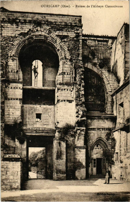 Carte postale ancienne Ourscamp- Ruines de l'Abbaye Cistercienne France