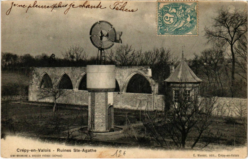 Carte postale ancienne Crepy en Valois- Ruines Sainte Agathe France à Crépy-en-Valois