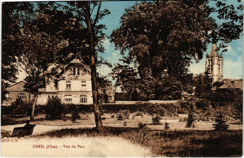 Carte postale ancienne Creil- vue du Parc France à Creil
