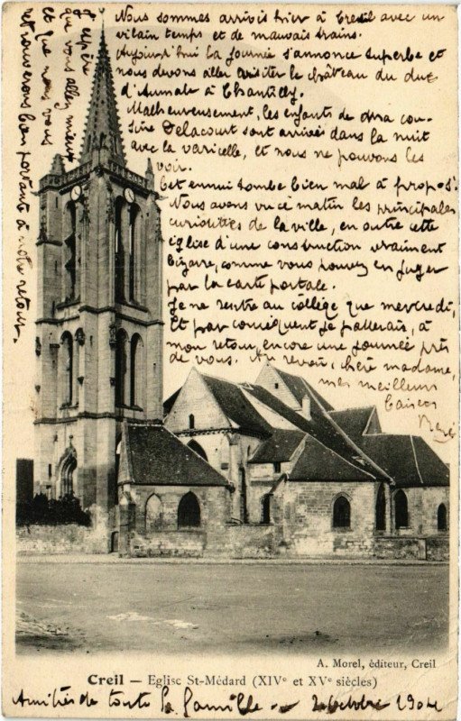 Carte postale ancienne Creil- Eglise Saint Medard France à Creil