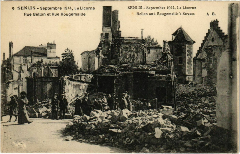 Carte postale ancienne Senlis- La Licorne, Rue Bellon et Rue Rougemaille France à Senlis